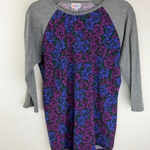 LuLaRoe Purple and Blue Floral Top